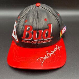 J.H. Design Vtg Nascar Budweiser Leather Strapback Hat